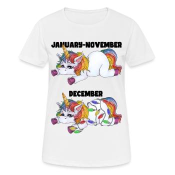 Null Bock Einhorn in Stimmung für Weihnachten - Frauen T-Shirt atmungsaktiv - Weiß - Vorne - AI Model Female 172 dark (172cm)
