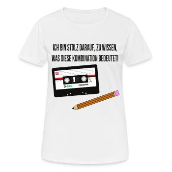 Kassette und Stift - Kindheits-Lifehack - Frauen T-Shirt atmungsaktiv - Weiß - Vorne - AI Model Female 172 dark (172cm)
