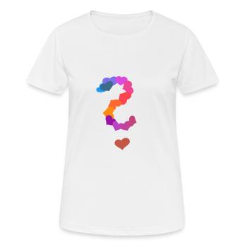 Coeur de point d'interrogation - T-shirt respirant Femme - blanc - Devant - AI Model Female 172 dark (172cm)