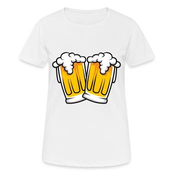 Verre à bière chope de bière bière bande dessinée - T-shirt respirant Femme - blanc - Devant - AI Model Female 172 dark (172cm)