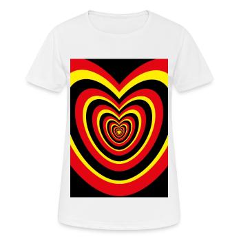 Deutschlandfarben treffen viele Herzen. - Frauen T-Shirt atmungsaktiv - Weiß - Vorne - AI Model Female 172 dark (172cm)