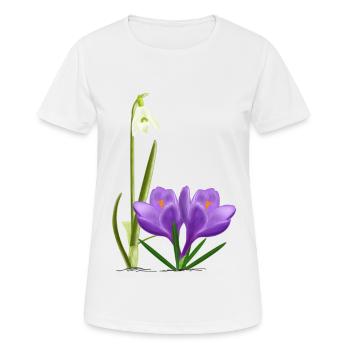 Perce-neige et crocus, printemps - T-shirt respirant Femme - blanc - Devant - AI Model Female 172 dark (172cm)