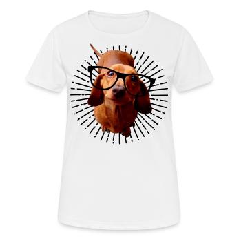 Teckel à lunettes - T-shirt respirant Femme - blanc - Devant - AI Model Female 172 dark (172cm)