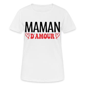 Maman d'amour, fêtes des mères. cadeau maman, mère - T-shirt respirant Femme - blanc - Devant - AI Model Female 172 dark (172cm)