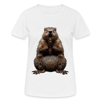 Biber - Frauen T-Shirt atmungsaktiv - Weiß - Vorne - AI Model Female 172 dark (172cm)