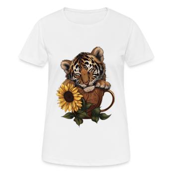 Tiger - Frauen T-Shirt atmungsaktiv - Weiß - Vorne - AI Model Female 172 dark (172cm)