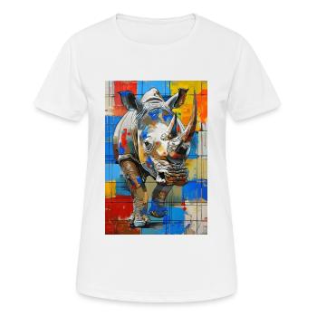 Nashorn - Frauen T-Shirt atmungsaktiv - Weiß - Vorne - AI Model Female 172 dark (172cm)