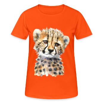 Gepard - Frauen T-Shirt atmungsaktiv - Neonorange - Vorne - AI Model Female 172 dark (172cm)