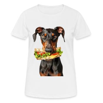 Dobermann - Frauen T-Shirt atmungsaktiv - Weiß - Vorne - AI Model Female 172 dark (172cm)