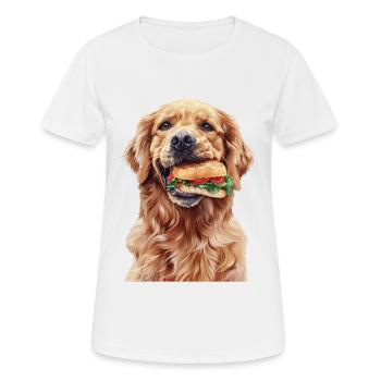 Golden Retriever - Frauen T-Shirt atmungsaktiv - Weiß - Vorne - AI Model Female 172 dark (172cm)