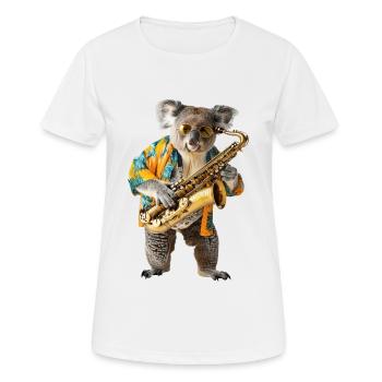 Koala Saxophon - Frauen T-Shirt atmungsaktiv - Weiß - Vorne - AI Model Female 172 dark (172cm)