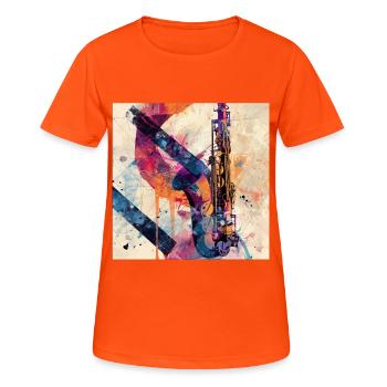 Saxophone - T-shirt respirant Femme - orange néon - Devant - AI Model Female 172 dark (172cm)