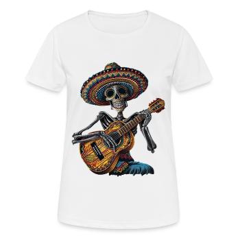 Ukulele Mexikanisches Skelett - Frauen T-Shirt atmungsaktiv - Weiß - Vorne - AI Model Female 172 dark (172cm)