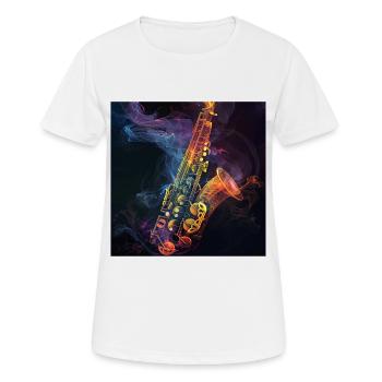 Saxophon - Frauen T-Shirt atmungsaktiv - Weiß - Vorne - AI Model Female 172 dark (172cm)