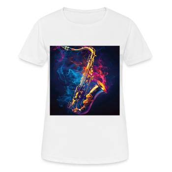 Saxophon - Frauen T-Shirt atmungsaktiv - Weiß - Vorne - AI Model Female 172 dark (172cm)