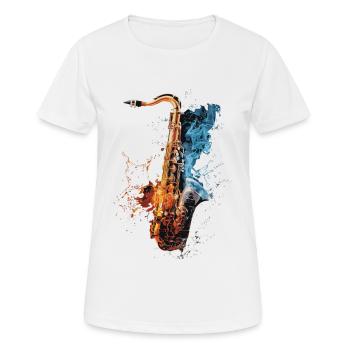 Saxophon - Frauen T-Shirt atmungsaktiv - Weiß - Vorne - AI Model Female 172 dark (172cm)