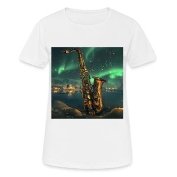 Saxophon - Frauen T-Shirt atmungsaktiv - Weiß - Vorne - AI Model Female 172 dark (172cm)