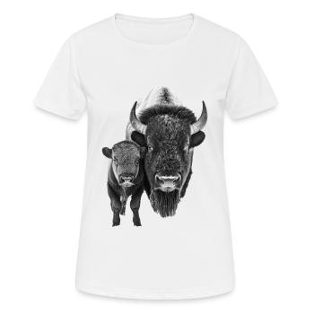 Bison - Frauen T-Shirt atmungsaktiv - Weiß - Vorne - AI Model Female 172 dark (172cm)