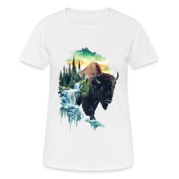 Bison - Frauen T-Shirt atmungsaktiv - Weiß - Vorne - AI Model Female 172 dark (172cm)