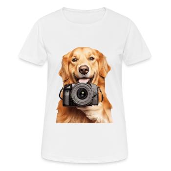 Golden Retriever - Frauen T-Shirt atmungsaktiv - Weiß - Vorne - AI Model Female 172 dark (172cm)