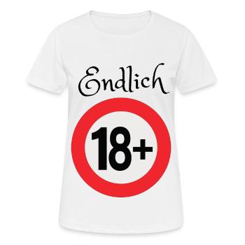 Endlich 18 - Frauen T-Shirt atmungsaktiv - Weiß - Vorne - AI Model Female 172 dark (172cm)