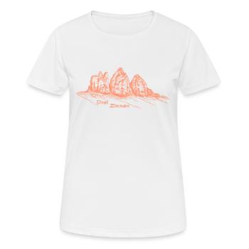 Les « trois sommets » dans les Dolomites du Tyrol du Sud - T-shirt respirant Femme - blanc - Devant - AI Model Female 172 dark (172cm)