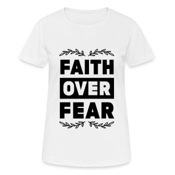 La foi biblique plutôt que la peur - T-shirt respirant Femme - blanc - Devant - AI Model Female 172 dark (172cm)