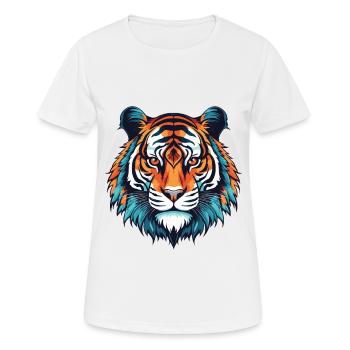 Tiger Portrait - Frauen T-Shirt atmungsaktiv - Weiß - Vorne - AI Model Female 172 dark (172cm)
