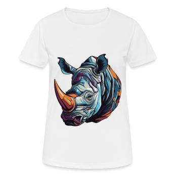 Nashorn Portrait - Frauen T-Shirt atmungsaktiv - Weiß - Vorne - AI Model Female 172 dark (172cm)