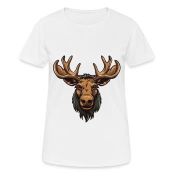 Elch Portrait - Frauen T-Shirt atmungsaktiv - Weiß - Vorne - AI Model Female 172 dark (172cm)