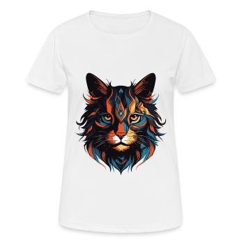 Tête de portrait de chat - T-shirt respirant Femme - blanc - Devant - AI Model Female 172 dark (172cm)