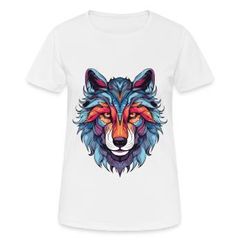 Wolf Portrait - Frauen T-Shirt atmungsaktiv - Weiß - Vorne - AI Model Female 172 dark (172cm)