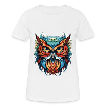 Eule Portrait - Frauen T-Shirt atmungsaktiv - Weiß - Vorne - AI Model Female 172 dark (172cm)