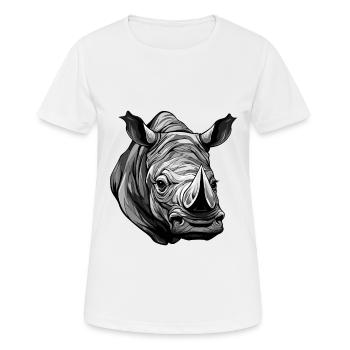 Rhinoceros Portrait - Women's Breathable T-Shirt - white - Front - AI Model Female 172 dark (172cm)