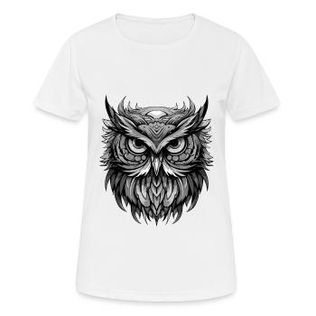 Eule Portrait - Frauen T-Shirt atmungsaktiv - Weiß - Vorne - AI Model Female 172 dark (172cm)