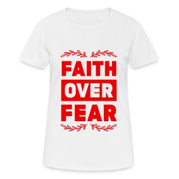 La foi biblique plutôt que la peur - T-shirt respirant Femme - blanc - Devant - AI Model Female 172 dark (172cm)