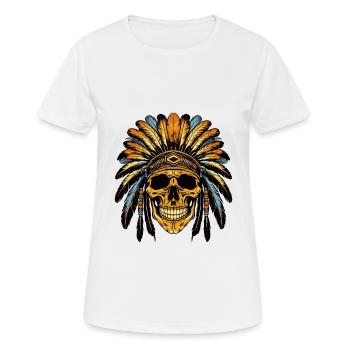 Chef Crâne Apache Indien - T-shirt respirant Femme - blanc - Devant - AI Model Female 172 dark (172cm)