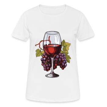 Wine Glass Grapes Wine - Women's Breathable T-Shirt - white - Front - AI Model Female 172 dark (172cm)