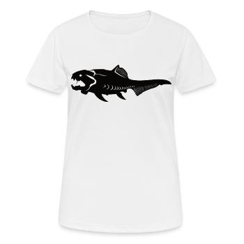 Dunkleosteus Panzerfisch, The Monster of Prehistoric Times - Women's Breathable T-Shirt - white - Front - AI Model Female 172 dark (172cm)