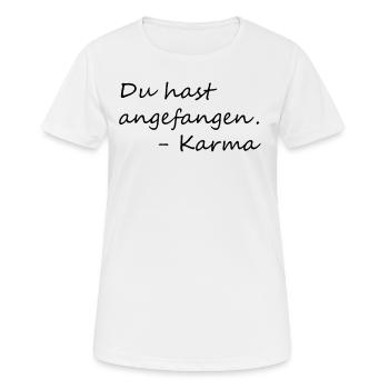 Karma - Frauen T-Shirt atmungsaktiv - Weiß - Vorne - AI Model Female 172 dark (172cm)