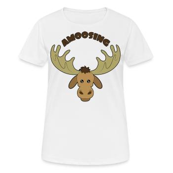 Lustiger Elch witzige Tiere lustig Geschenk - Frauen T-Shirt atmungsaktiv - Weiß - Vorne - AI Model Female 172 dark (172cm)
