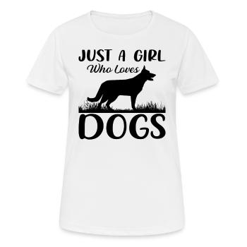 JUST A GIRL WHO LOVES DOGS - Women's Breathable T-Shirt - white - Front - AI Model Female 172 dark (172cm)