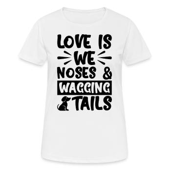 Liebe ist ein wedelnder Schwanz - Frauen T-Shirt atmungsaktiv - Weiß - Vorne - AI Model Female 172 dark (172cm)