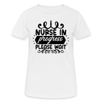 Krankenschwester in Arbeit bitte warten - Frauen T-Shirt atmungsaktiv - Weiß - Vorne - AI Model Female 172 dark (172cm)