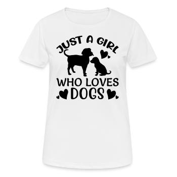 JUST A GIRL WHO LOVES DOGS - Women's Breathable T-Shirt - white - Front - AI Model Female 172 dark (172cm)