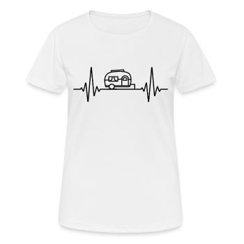Caravan Heartbeat Frequency | Pulse ECG Camping - Women's Breathable T-Shirt - white - Front - AI Model Female 172 dark (172cm)