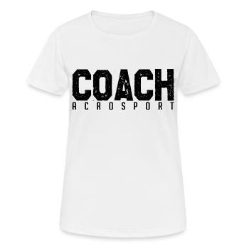 Acrosport Coach. Acrosport coach. coach. - Women's Breathable T-Shirt - white - Front - AI Model Female 172 dark (172cm)