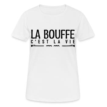 La bouffe c'est la vie. J'aime la bouffe. - T-shirt respirant Femme - blanc - Devant - AI Model Female 172 dark (172cm)