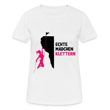 Bouldern klettern Kletterer Frau Geschenk Berge - Frauen T-Shirt atmungsaktiv - Weiß - Vorne - AI Model Female 172 dark (172cm)