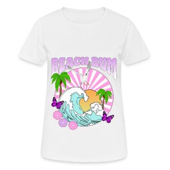 Beach Bum - Sea Palm Trees Seagull Vintage Flowers Sun - Women's Breathable T-Shirt - white - Front - AI Model Female 172 dark (172cm)